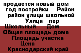 продается новый дом 2016год постройки. › Район ­ район улици школьной. › Улица ­ пер.Школьный 1 › Дом ­ 14 › Общая площадь дома ­ 94 › Площадь участка ­ 800 › Цена ­ 2 900 000 - Краснодарский край, Красноармейский р-н, Трудобеликовский хутор Недвижимость » Дома, коттеджи, дачи продажа   . Краснодарский край